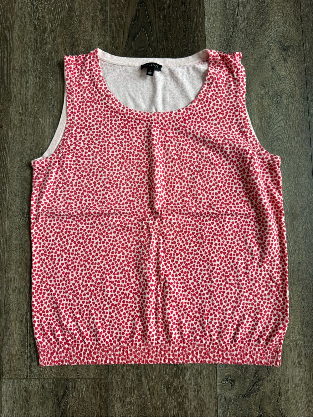 Talbots Heart Patterned Sleeveless Knit Top Women’s Size Medium